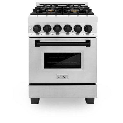 ZLINE - Autograph 24" Legacy Dual Fuel Range w/ 4 Burners & Matte Black Accents (RAZ-24-MB) - Stainless Steel/Matte Black-Front_Standard 