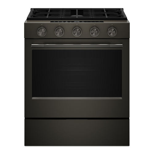 KitchenAid - 5.0 Cu. Ft. Slide-In Gas Range with Convection Cooking Modes and 2-in-1 Burner - Black Ore-Front_Standard 