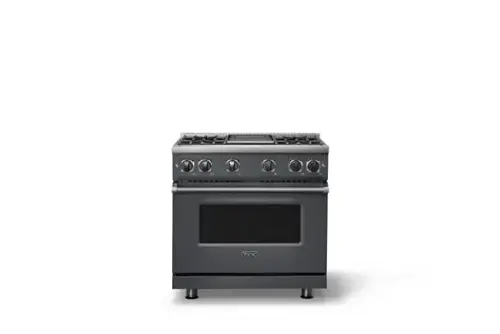 Front. Viking - Pro 7 Series 5.6 Cu. Ft. Freestanding Sealed 4 Burner Gas Convection Range/Griddle - Cast Black - Cast Black.