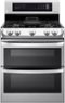 LG - 6.9 Cu. Ft. Freestanding Double Oven Gas True Convection Range with EasyClean and UltraHeat Power Burner - Stainless Steel-Front_Standard
