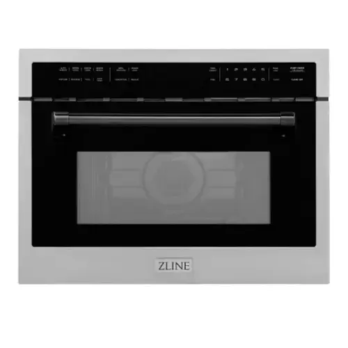 Front. ZLINE - Autograph Edition 24" 1.6 cu ft. Built-in Convection Microwave Oven in Stainless Steel and Matte Black Accents - Stainless steel.