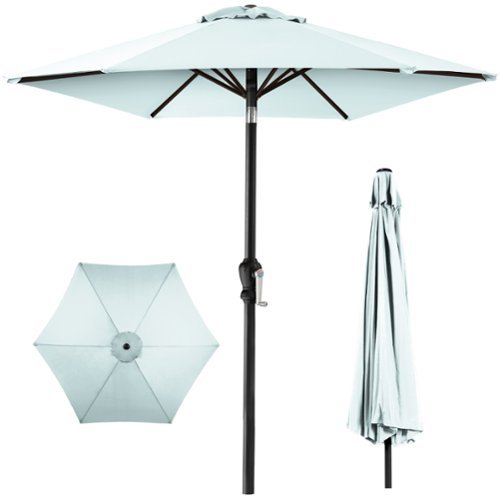 Best Choice Products - 10ft Outdoor Steel Market Patio Umbrella w/ Crank, Tilt Push Button, 6 Ribs - Baby Blue-Front_Standard 