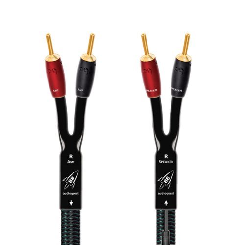 AudioQuest - Rocket 88 Full-Range 16' Analog Speaker Cable w/ SureGrip 500 Connectors with Banana to Banana Connectors - Green on Black-Front_Standard 