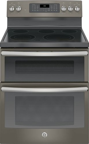 GE - 6.6 Cu. Ft. Self-Cleaning Freestanding Double Oven Electric Convection Range - Slate