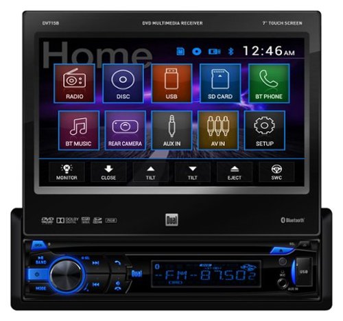  Dual - 7&quot; - CD/DVD - Built-In Bluetooth - In-Dash Deck with Detachable Faceplate - Black