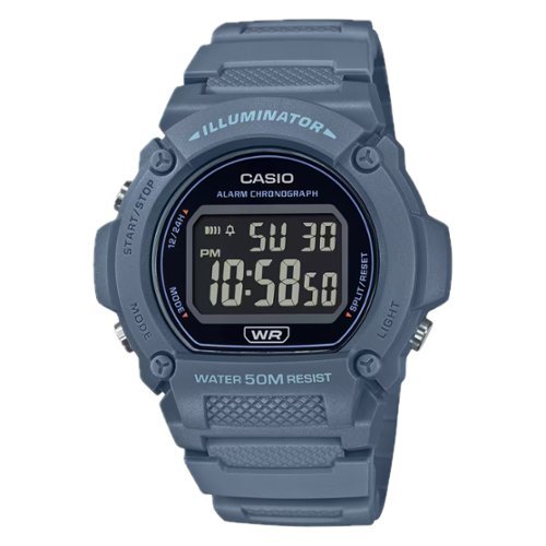 Casio - Men's Classic Digital Watch with Black Dial - W-219HC-2BVCF - Blue-Front_Standard 