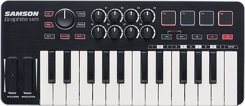 Samson - Graphite m25 25-Key USB MIDI Controller - Black/Silver/White-Front_Standard 