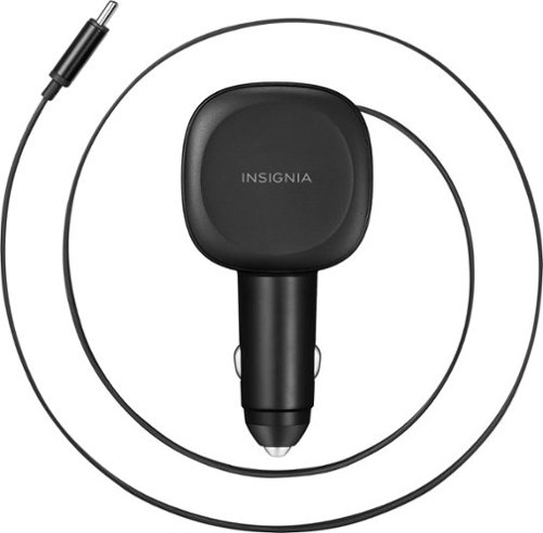Insignia™ 75W 2.3 ft. Retractable Car Charger for Smartphones, Tablets, and More - Black BUY IN EUROPE