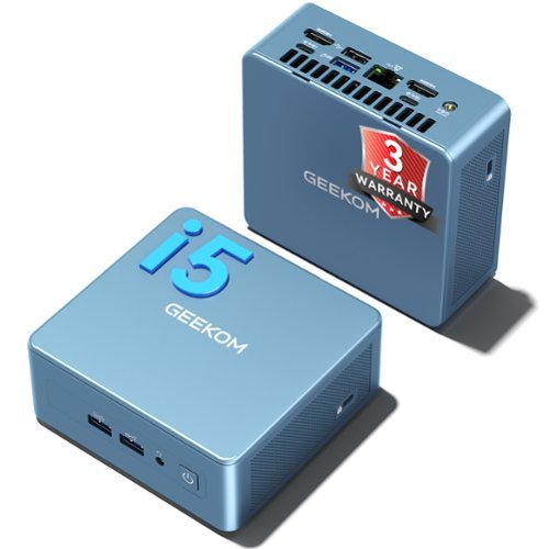 GEEKOM - IT12 Mini PC, 12th Gen Intel i5-12450H Mini Computers, 16GB DDR4 RAM/512GB SSD, Windows 11 Pro Pre-installed - Blue-Front_Standard 