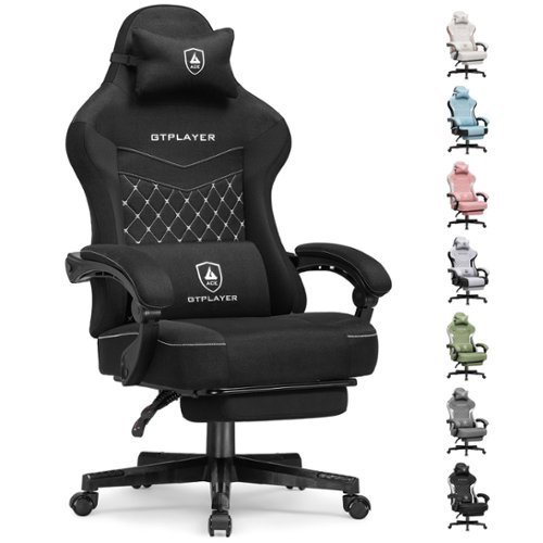 GTPlayer - Gaming Chair Fabric Computer Office Chair with Linkage Armrests High Back Desk Chair - Black-Front_Standard 