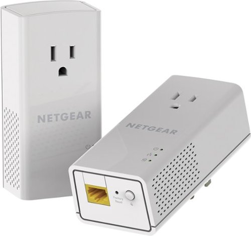  NETGEAR - Powerline AC1200 Gigabit Ethernet Network Adapter with Extra Power Outlet (2-pack) - White