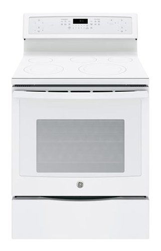  GE - Profile Series 5.3 Cu. Ft. Self-Cleaning Freestanding Electric Convection Range - White on white