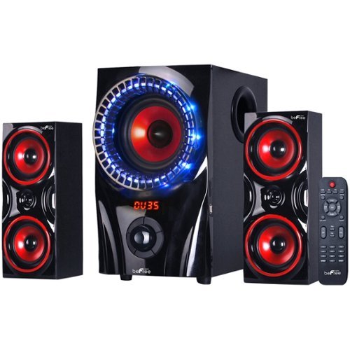 beFree Sound - Powered Wireless Speaker System (Pair) - Red-Front_Standard 