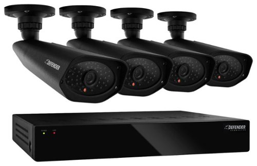  Defender - PRO 4-Channel, 4-Camera Indoor/Outdoor DVR Surveillance System - Black