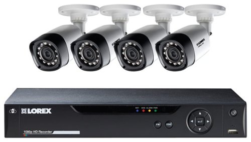  Lorex - 8-Channel, 4-Camera Indoor/Outdoor High-Definition DVR Surveillance System - Black/White
