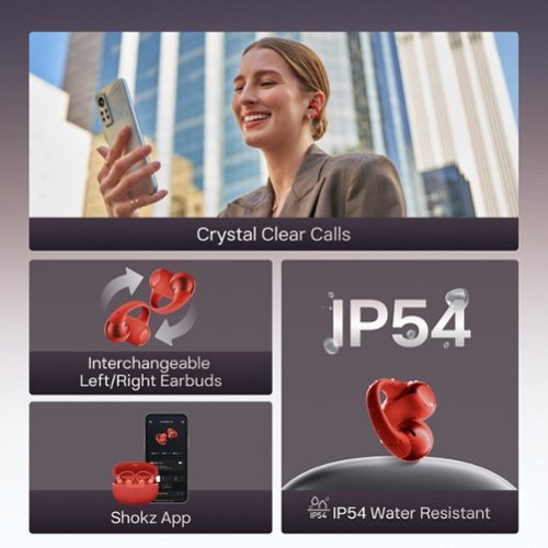 Shokz OpenDots ONE Open-Ear Clip-On True Wireless Bluetooth Earbuds - Red BUY IN UAE