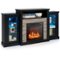 Costway - Fireplace TV Stand with Led Lights & 18" Electric Fireplace For 65" Wall-Mounted TV - Black-Front_Standard