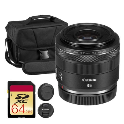 Canon RF 35mm f/1.8 Macro IS STM Lens 64GB Card Bundle Black