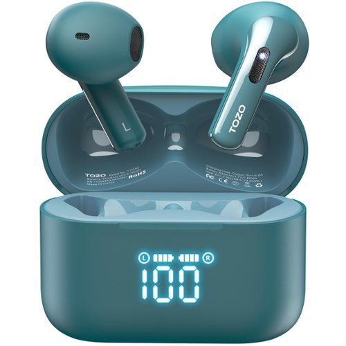 TOZO - T21 True Wireless Noise Cancelling Earbuds, 44H Battery, Powerful Bass, IPX8 Waterproof, Personalized APP, Comfort Wear - Green-Front_Standard 