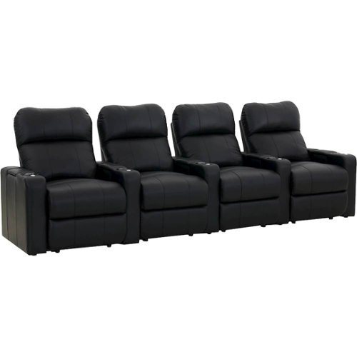 Octane Seating - Turbo XL700 Straight 4-Seat Manual Recline Home Theater Seating - Black-Front_Standard 