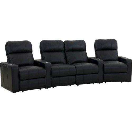Octane Seating - Turbo XL700 Curved 4-Seat Manual Recline Home Theater Seating with Middle Loveseat - Black-Front_Standard 