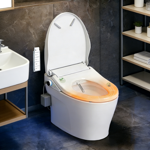 WHALL - Smart Bidet Toilet Seat, Retractable Dual Nozzles & Adjustable Pressure, Heated Seat & Warm Water - White-Front_Standard 