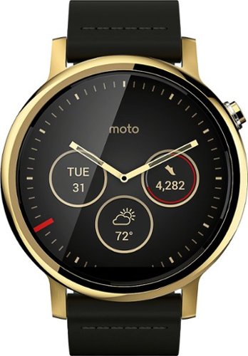  Motorola - Moto 360 2nd Generation Men's Smartwatch 46mm Stainless Steel - Gold/Black Leather