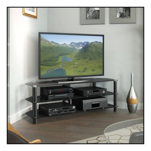 CorLiving - Trinidad TV Stand for Most 42" - 60" Flat-Panel TVs - Black-Front_Standard 