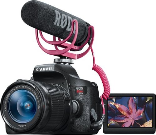  Canon - EOS Rebel T6i DSLR Camera with EF-S 18-55mm STM Lens Video Creator Kit - Black