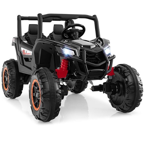 Gymax - 24V Kids Ride on UTV w/ 4 x 100W Powerful Engine Remote Control High/Low Speed - Black-Front_Standard 