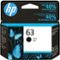HP - 63 Standard Capacity Ink Cartridge - Black-Front_Standard