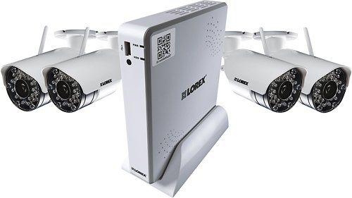  Lorex - 4-Channel, 4-Camera Indoor/Outdoor Wireless DVR Security System - White