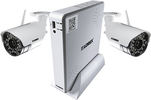  Lorex - 4-Channel, 2-Camera Indoor/Outdoor Wireless DVR Security System - White