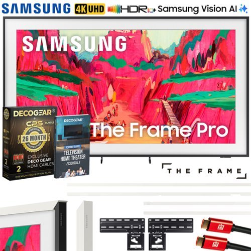 Samsung - 75" The Frame Pro LS03FW Neo QLED 4K Mini LED Smart TV (2025) with 26 Month Warraty Protection Plan Bundle + White Bezel-Front_Standard 