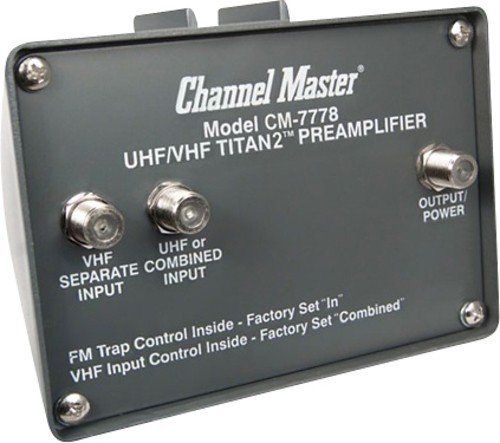 Channel Master - TITAN 2 VHF/UHF Pre-Amplifier with Power Supply - Black-Front_Standard 