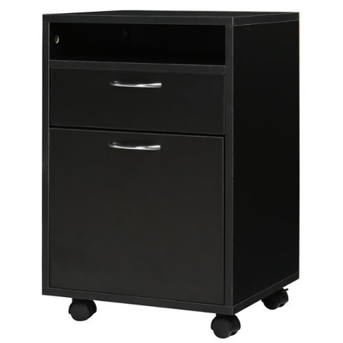 Homcom - Mobile Storage Cabinet Organizer with Drawer and Cabinet, Printer Stand with Castors-Front_Standard 