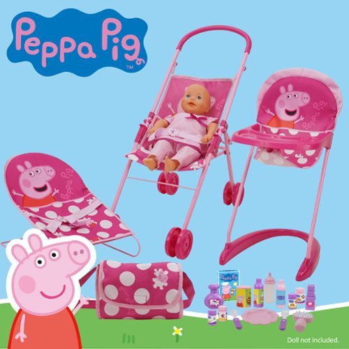 509 Crew Peppa Pig: 19 Piece Doll Sleep N' Play Set - Pink & White Dots 3+ WORLDWIDE DELIVERY
