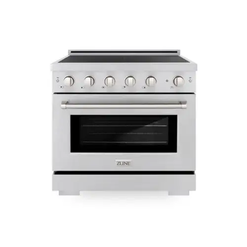 Front. ZLINE - 36 in. 5.2 cu. ft. Paramount Freestanding Induction Range with 5 Burners and Electric Oven in Satin Stainless Steel - Satin Stainless Steel.
