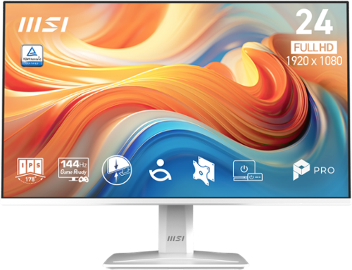 MSI - PRO MP243W E14 23.8" LCD FHD 144Hz 4ms Adaptive Sync Monitor with Built-in Speakers (DisplayPort, HDMI) - Matte White