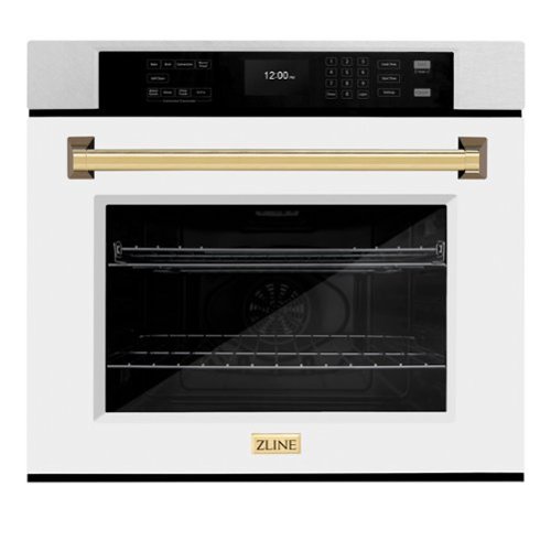 ZLINE - 30 in. Autograph Wall Oven w/ Air Fry in Satin Steel w/ White Gold Accents - Satin Stainless Steel