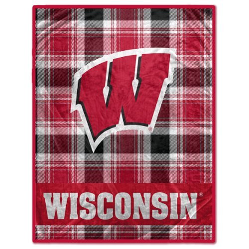 Pegasus - Wisconsin Badgers 66" x 95" Oversized Plaid FAN-mily Ultra Cozy Blanket - Multicolor-Front_Standard 