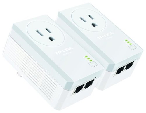  TP-Link - 2-Port Powerline Adapter with AC Pass-Through Starter Kit - White/Gray