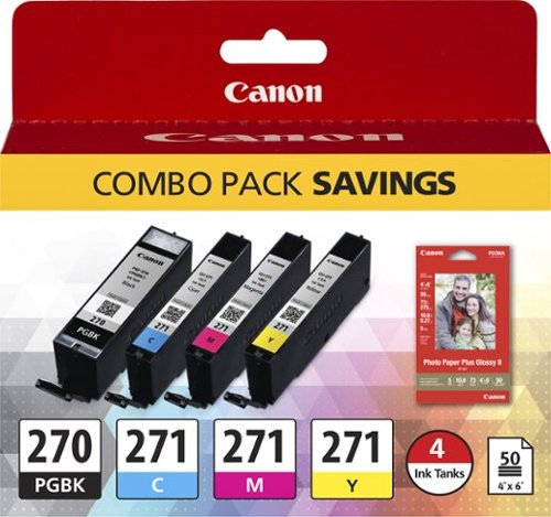 Canon - 270/CLI-271 Combo Pack Standard Capacity - Black/Yellow/Cyan/Magenta Ink Cartridges - Black/Cyan/Magenta/Yellow