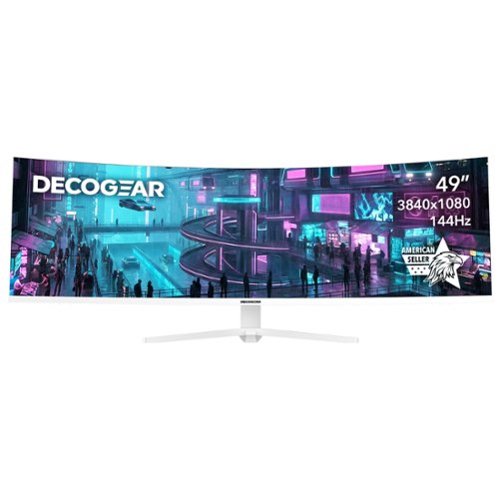 Deco Gear - 49” Curved Ultrawide Monitor, 144Hz, HDR, 3840×1080 WDFHD, Adaptive-Sync, HDMI 2.1, DP 1.4, Gaming & Work - White-Front_Standard 