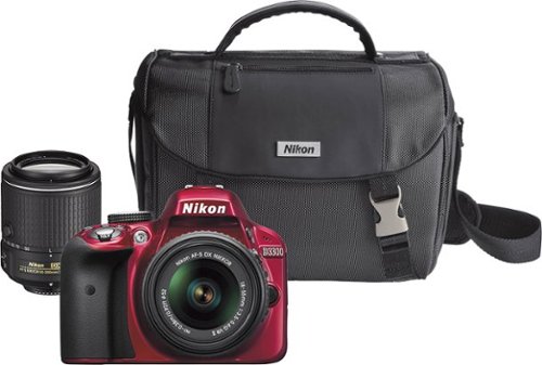  Nikon - D3300 DSLR Camera with 18-55mm VR II and 55-200mm VR II Lenses - Red