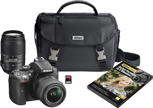  Nikon - D5300 DSLR Camera with AF-S DX NIKKOR 18-55mm and 55-300mm VR Lenses - Black