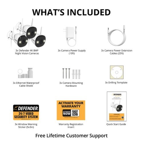 Defender AI POWERED 4K Guard Pro Wi-Fi 6 Plug-in Power Security Camera - 3 pack - white BUY IN EUROPE