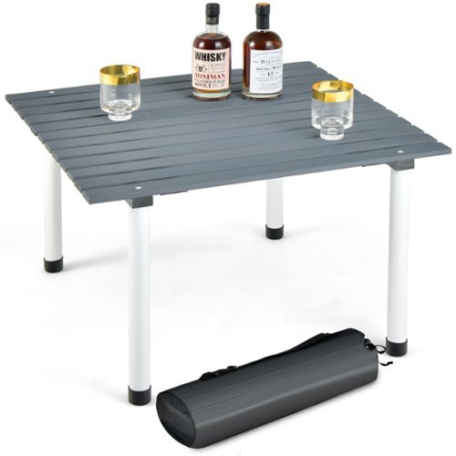 Costway Folding Outdoor Camping Table w/ Carry Bag for Beach Picnic BBQ Camping Fishing - Gray