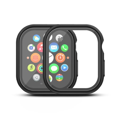 Mybat - Case with Tempered Glass Screen Protector for Apple Watch Series 10 - 46mm / Black - Transparent-Front_Standard 