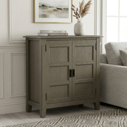 Simpli Home - Burlington 30 inch Wide Solid Wood Low Storage Cabinet - Farmhouse Grey-Front_Standard 